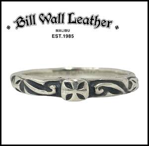 Bill Wall Leather BWL Bill Wall Leather R202 Thin Cross Ring silver 925 wave scroll synchronizer sling ring 19 number 