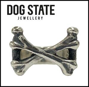 * обычная цена Y37400* DOG STATE собака стойка to серебряный 925 CROSS BONES RING Skull Cross bo-n кольцо кольцо 18 номер THE GREAT FROG