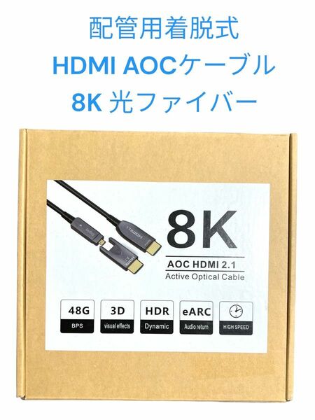 配管用着脱式 HDMI AOCケーブル 8K 光ファイバー