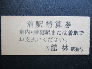 ☆　東武鉄道　着駅精算券・旧様式（〇A館林）