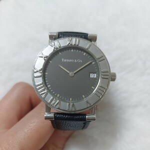 TIFFANY & Co Atlas 腕時計 革ベルト アトラス ブラック 黒 ティファニー 純正ベルト