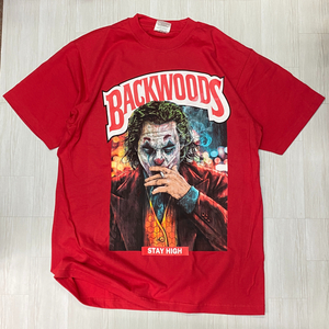 LA発 【L】 BACKWOODS 西海岸 アンダーグラウンド グラフィック ヘビーウェイト 半袖 Tシャツ 赤 オーバーサイズ JOKER ジョーカー