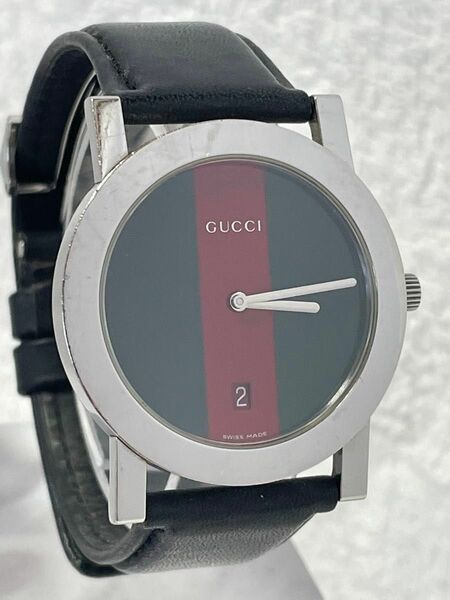 GUCCI グッチ シェリーライン クォーツ【5200 M.1】デイト文字盤:グリーン×レッド【動作状況:良好】メンズモデル