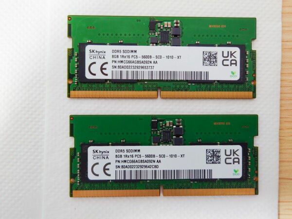 SK hynix SODIMM DDR5 5600MHz 8GB 2枚 16GB　 ノート用メモリ