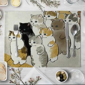 【人気】モフサンド　ランチョマット　2点　ランチ　マット　猫　テーブル　ナプキン