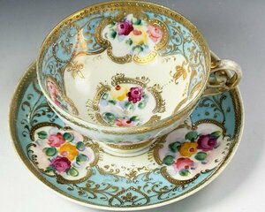  Meiji period export goods Old Nippon gold . on gold paint rose map .peti start ru cabinet cup cup & saucer B03036-9/f240519/d240519