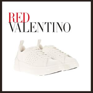 ○★新品 未使用 RED VALENTINO ボウウォーク 定番レザースニーカー ホワイト 24.5cm相当○●