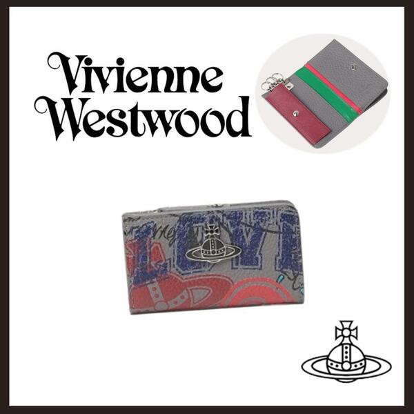 ○★新品 未使用 Vivienne Westwood フラットハウス キーケース グレー 小銭入れ付き○●