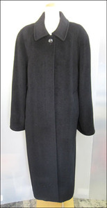 Bana8・衣類◆CALUDEMO アンゴラ コート 黒 フリーサイズ 袖広 ベルト付 アウター レディース