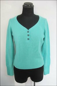 Bana8・衣類◆Knop/クノップ カシミヤ 100％ 長袖 ニット セーター グリーン サイズ40 三陽商会