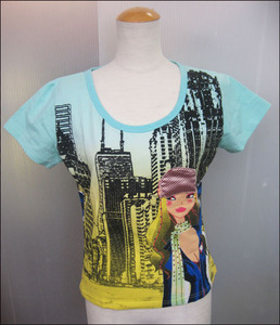 Bana8・衣類◆ClinClinトップス 半袖 Tシャツ ストーン カットソー 42サイズ 水色系