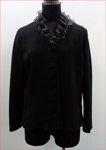 Bana8・衣類◆ユキコハナイ レース フリル 襟付き ジャケット 黒 サイズ :10 上着
