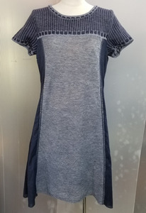 Bana8・衣類◆COSA-NOSTRA/コーザノストラ ワンピース 紺 グレー系 半袖 サイズ42