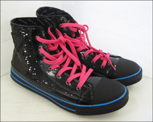 Bana8◆スパンコール ハイカットスニーカー 26cm 黒/ピンク 靴 レディース/メンズ