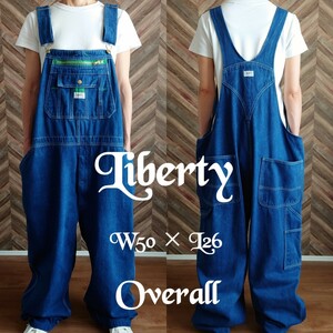 Liberty デニムオーバーオール/サロペット ビッグサイズ/古着W52L26【YOA1256】