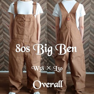 USA製 80s BIG BEN ダック地オーバーオール/サロペット 古着/W38L30【YOA1264】