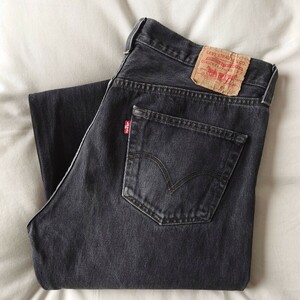 2011年製造 Levi's 501後染めブラックジーンズ/デニムパンツ 古着/実寸W36L34【YLV2232】