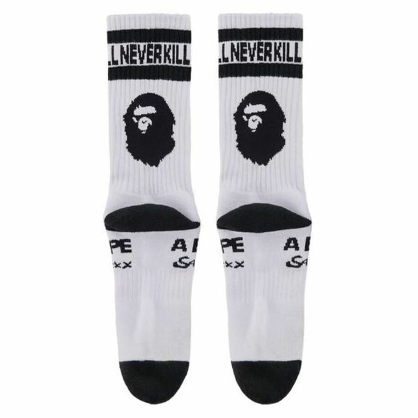 新品 24SS 新作 セントマイケル ベイシング エイプ 30周年 BAPE_SOCKS ソックス OS ユニセックス ホワイト SAINT Mxxxxxx SM-YS8-0000-C38