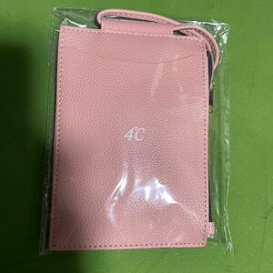 【新品】4℃ レザー調スマホネックポーチ ピンク（桜色）