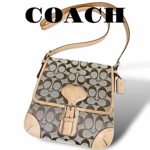 COACH コーチ ショルダーバッグ 斜め掛け シグネチャー キャンバス レザー クロスボディ　肩掛け　レディース　メンズ