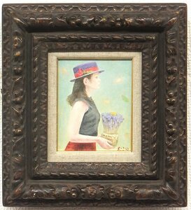 Art hand Auction [GLC] Hidetoshi Otsu Hanabi ◆Matsuzakaya sales･Oil painting miniature Member of the Japan Art Academy Member of the Independent Art Association Professor Emeritus of Tama Art University, Painting, Oil painting, Portraits