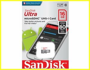新品 SanDisk 高速転送 Class10 microSDHCカード 16GB 80MB/s