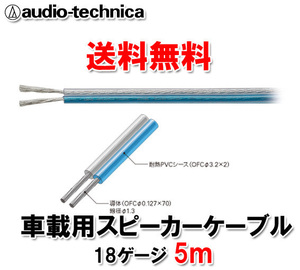 送料無料 オーディオテクニカ トレードイン ツィーター向け プラスとマイナスが簡単に確認 18ゲージ OFC スピーカーケーブル AT7420 5m切売