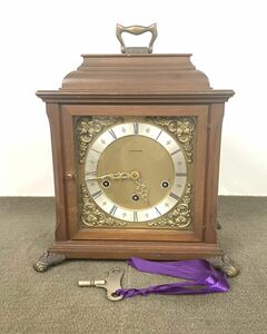 ●希少 JUNGHANS ユンハンス 手巻き 機械式 置時計 木製 アンティーク ゼンマイ 置き時計 ドイツ ウェストミンスター ユーハンス●
