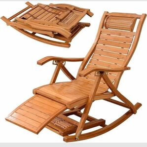 ロッキングチェア 竹庭 折りたたみ式 竹製 揺れる椅子 組立簡単 耐荷重200kg 5段階調整 リラックスチェア バンブー