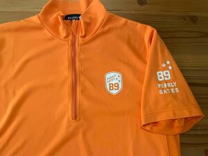 送料込み！PEARLY GATES ハーフジップ 半袖Tシャツ オレンジ 4サイズ 168-176センチ パーリーゲイツ GOLF ゴルフウェア 