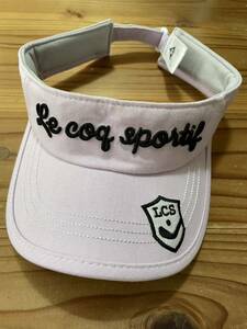送料込み！le coq 美品 ゴルフサンバイザー 薄紫 サンバイザー ルコック 55-57センチ GOLF ゴルフウェア 帽子 