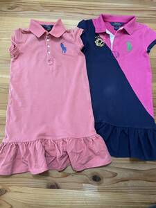  postage included!RalphLauren One-piece 120 2 put on set Bick po knee Ralph Lauren girl One-piece Kids polo-shirt One-piece 6 size 