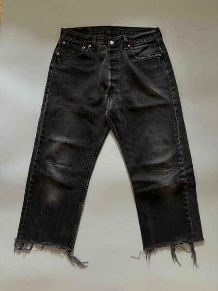 90’s USA製 Levi’s 501 Cut Off Black Denim Pants カットオフ ブラックデニム 