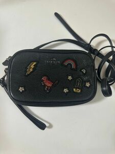 ショルダーバッグ COACH コーチ 黒 ブラック レザー USA製 