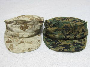 米軍実物 USMC　デザートマーパット/ウッドマーパットCAP　LARGE 2点セット