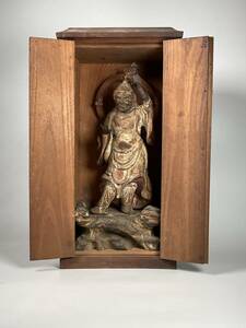 ... heaven .. entering tree carving Buddhist image Edo middle period height approximately 30cm