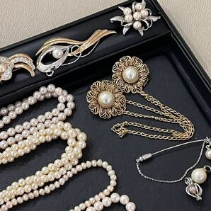 ◆ 真珠 パール アクセサリー大量まとめ ネックレス 指輪 ブローチ イヤリング等 フェイクパール含む silver刻印含む 現状品 ◆の画像5