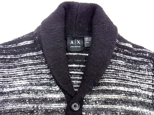 本物☆GW特価☆送料無料☆お買い得☆ARMANI EXCHANGE☆ニットジャケット☆メンズ用アウター☆Lサイズ☆ブラック系ボーダー柄☆匿名発送