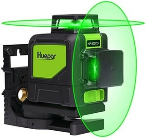 ■送料無料■Huepar 2x360° レーザー墨出し器 グリーン 緑色 レーザー クロスライン 自動水平 高輝度 高精度 ミニ型