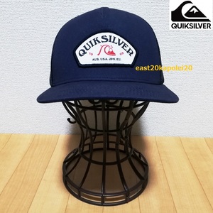 新品 QUIKSILVER クイックシルバー ロゴ メッシュ キャップ 帽子 F ネイビー 未使用 サーフ サーフィン サーファー ボードライディング