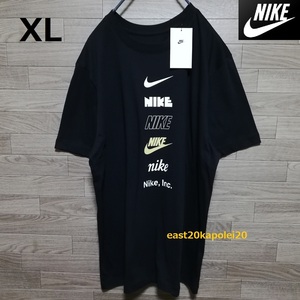 XL size 新品 NIKE ナイキ クラブ + HDY PK4 ゴツナイキ スウッシュ ロゴ マーク メンズ ウェア トップス 半袖 Tシャツ 黒 ブラック 未使用