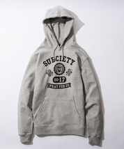 送料無料発送　特価即決　Subciety サブサエティ 定番 カレッジロゴ HOODED PARKA パーカ グレー XL 正規品 超美品 綿100％ _画像10