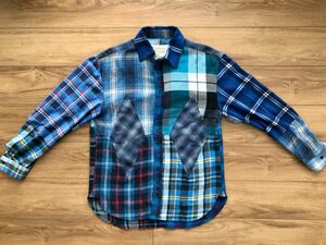 ink inkリメイク　〝PLAID DIA L/S〟 クレイジーパターン ネルシャツ　Mサイズ