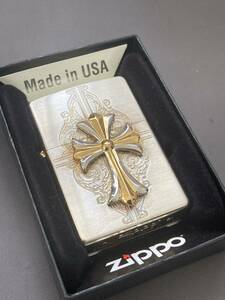 ZIPPO クロス コンビ メタル ジッポ zippo ジッポー オイルライター 喫煙グッズ ライター ライダー ゴールド シルバー 十字架 