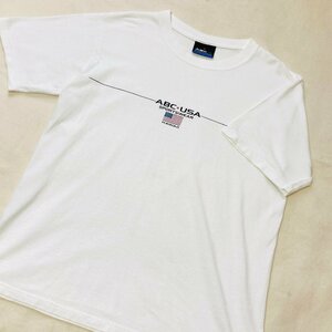 ABC USA　SPORTSWEAR　MADE IN U.S.A./米国製　ロゴ プリント Tシャツ　ホワイト/白　S