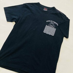 TMT.JR　NO SURF NO LIFE　プリント Tシャツ　ブラック/黒　ポケット付き　MED　STM-020E