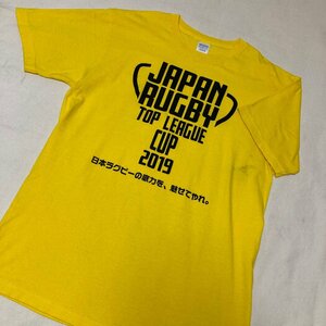 JAPAN RUGBY TOP LEAGUE CUP　日本ラグビー　プリント　Tシャツ　イエロー/黄　L