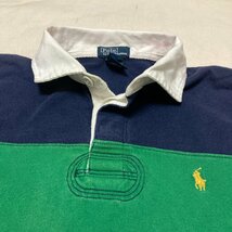 Polo by Ralph Lauren　ラルフローレン　ロゴ刺繍　ロングスリーブ　ポロシャツ　ボーダー　グリーン/ネイビー　M（12/14）RN 113338_画像5