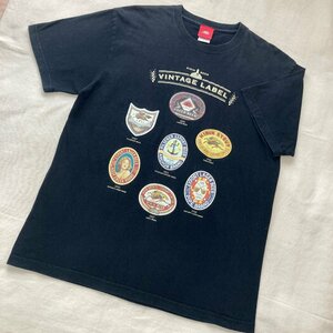 KIRIN BEER　麒麟麦酒　キリンビール　VINTAGE LABERL　プリント Tシャツ　ブラック/黒　L