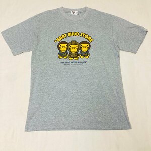 A BATHING APE　BABY MILO STORE　プリント　Tシャツ　グレー　M